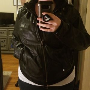 Torrid Hoodie Faux Leather Moto Jacket